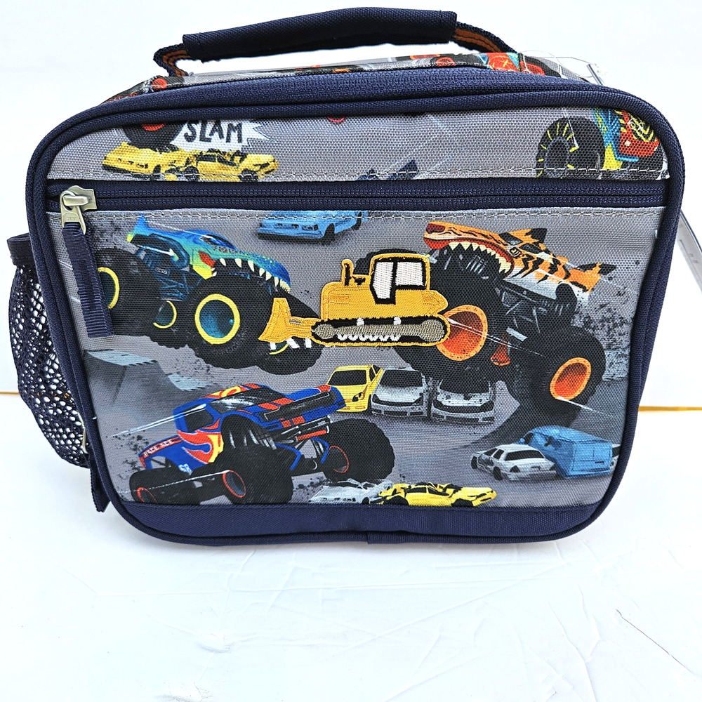 Pottery Barn Kids Cold Pack Lunch Bag Hot Wheels Monster Trucks New